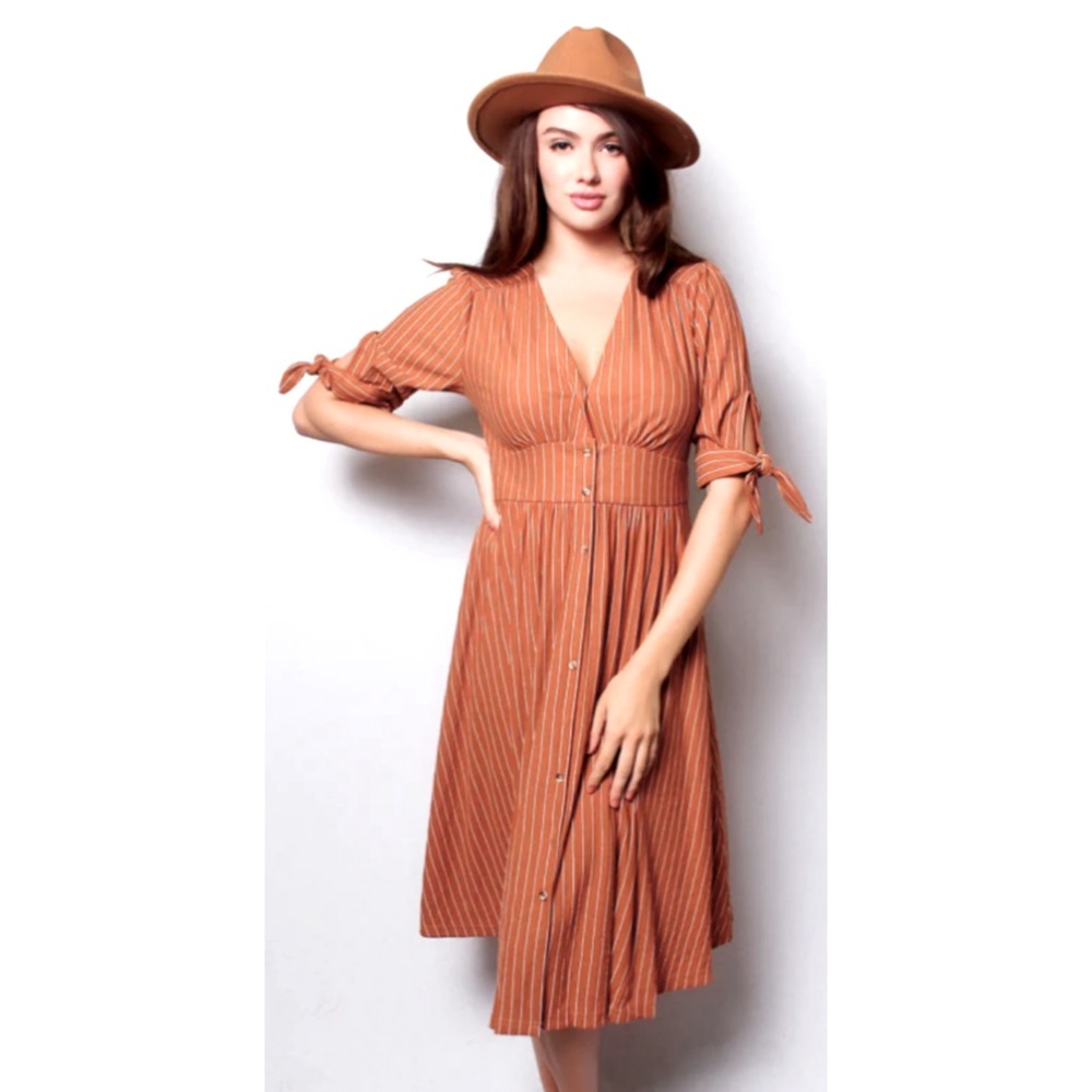 By Together Striped Midi Fit & Flare Dress
